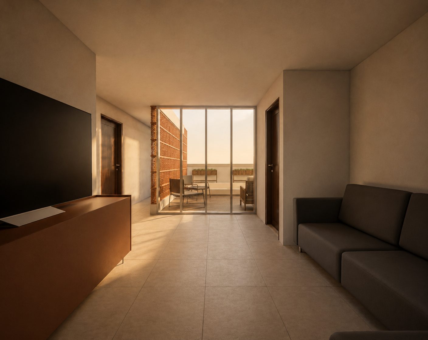 Sala de TV y terraza